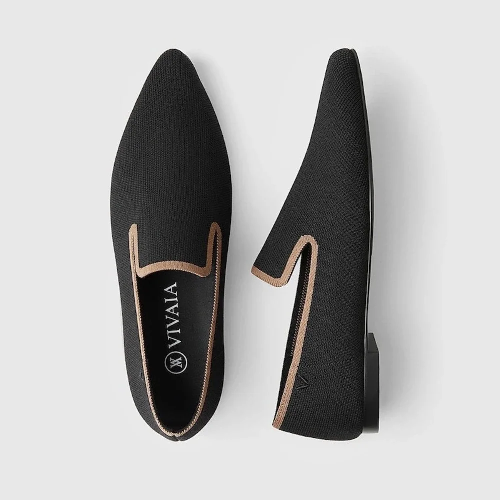 VIVAIA‎ Square-Toe Loafers Black | NWT - EU 38 / US 7–7.5 + FREE Slippers